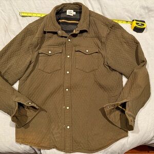 Flint and Tinder Large Moss Quilted Western Bone Snap Jacket Men’s